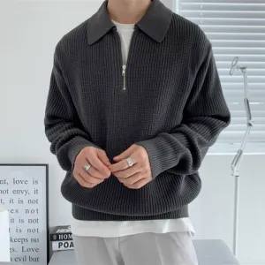 Mens Turn Down Collar Sweater