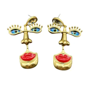 Pre Order:  Retro Face 3D Dangle Earrings